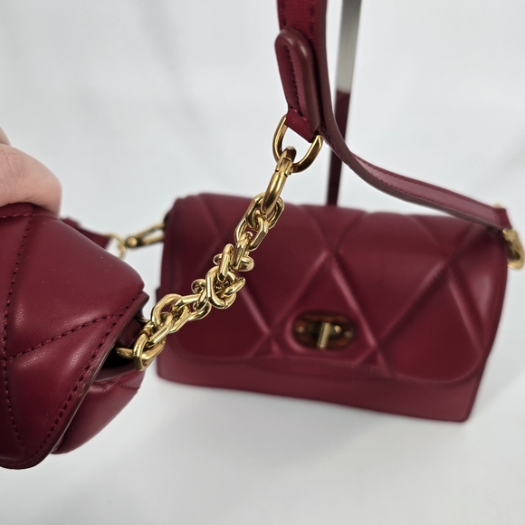 Charles & Keith NEW Red Quilted Crossbody Bag with Coin Case Pouch - Picture 8 of 14